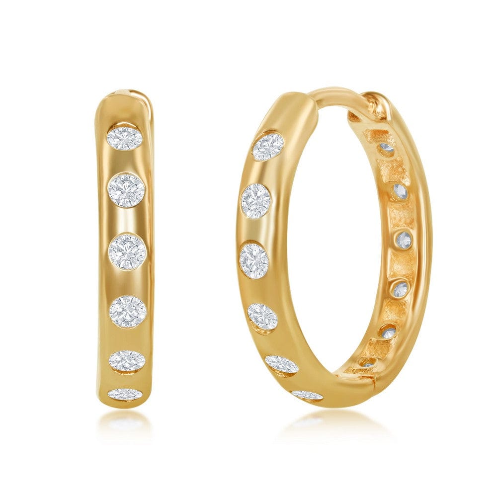 CZ Hoop Earrings - Gold Plated