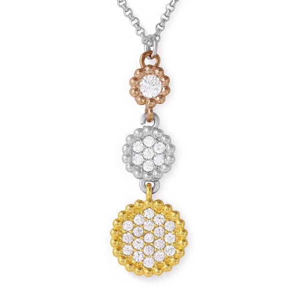 3 Toned Circle Drop Necklace