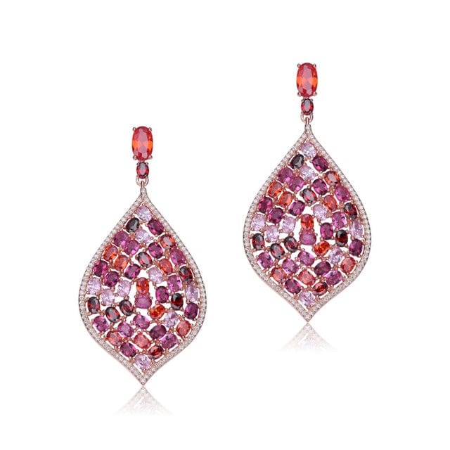 Cz Drop Ruby Earrings