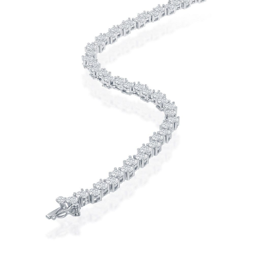 Round Zig-Zag 4MM Cubic Zirconia Tennis Necklace