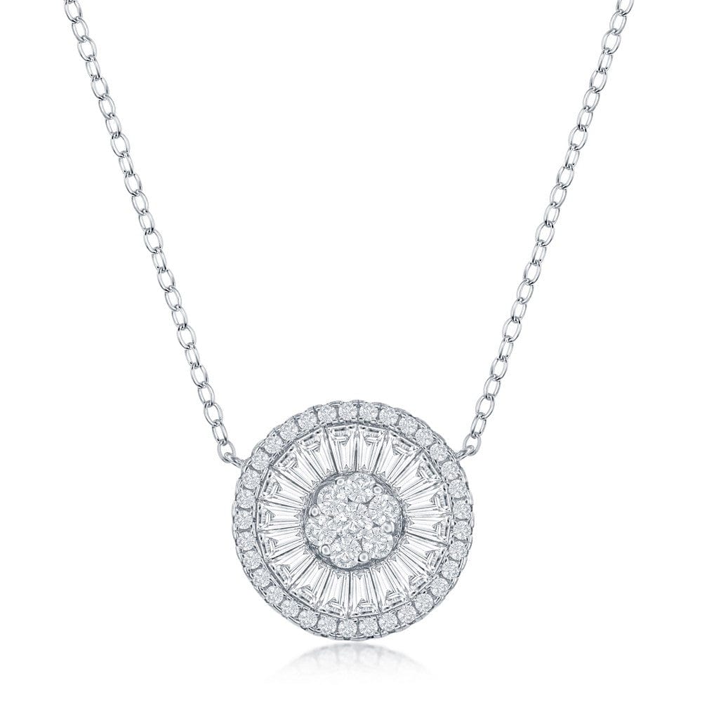 White CZ Baguette Circle Necklace