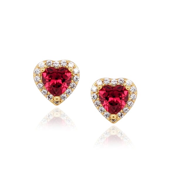 Gold Plated Surgical Steel CZ Border Heart Shape Earrings