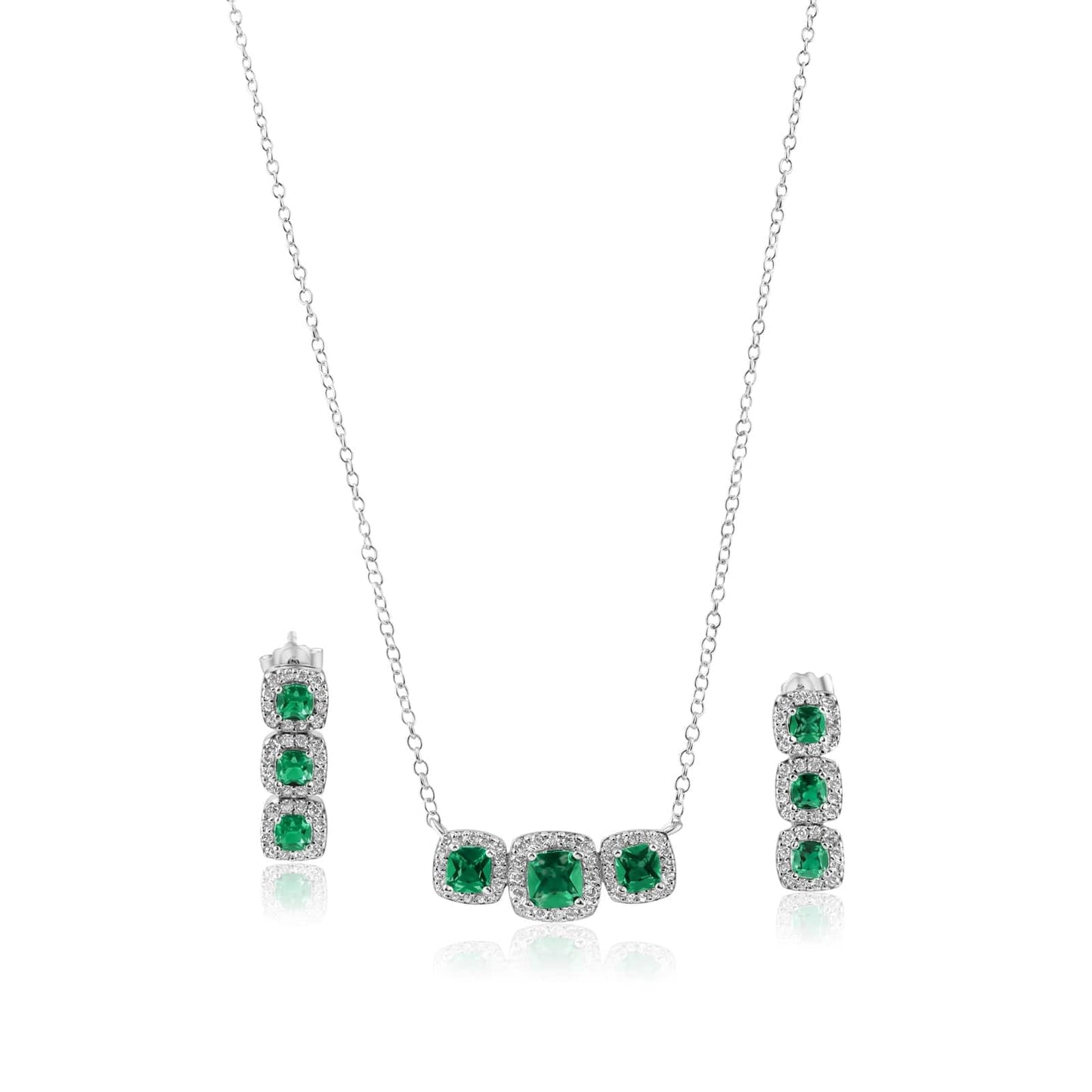 Trio CZ Necklace Green