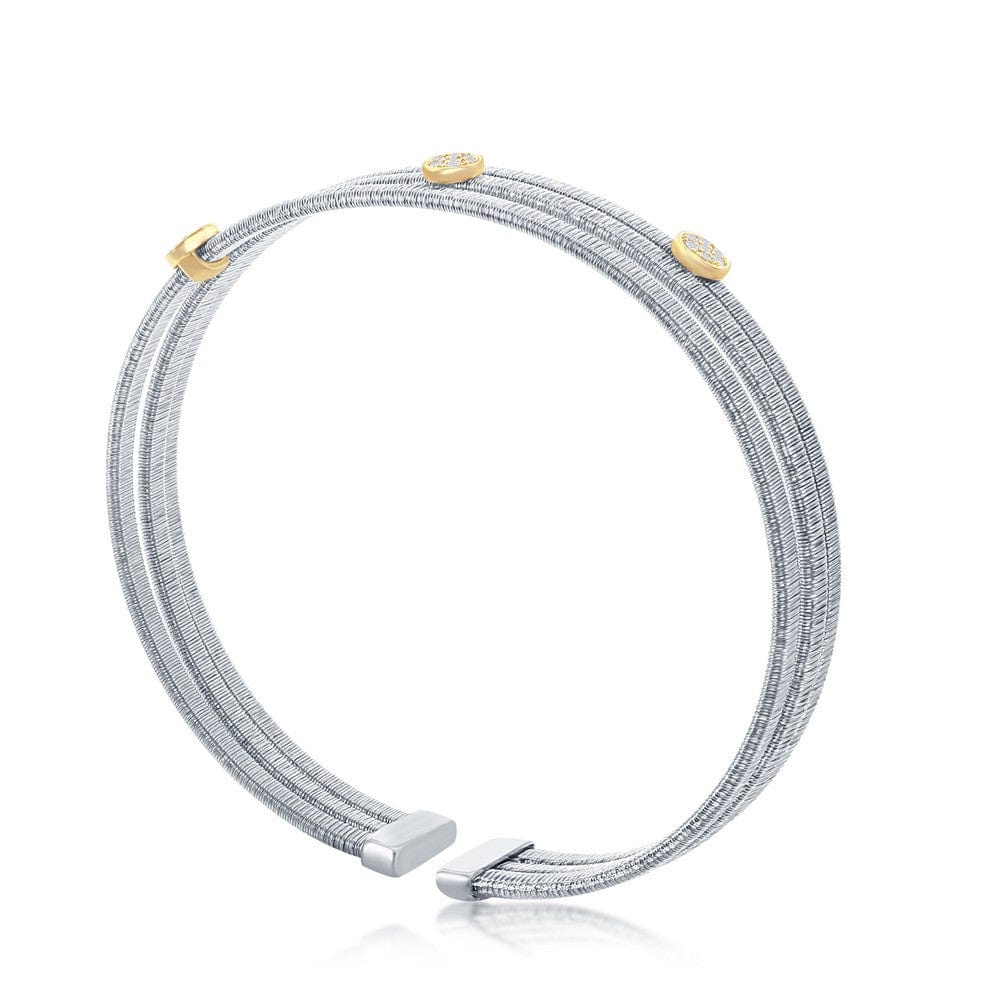 Round CZ Triple Wire Bangle