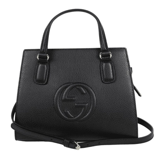 GUCCI Black Leather Tote Bag 6077722 CAO0G 1000