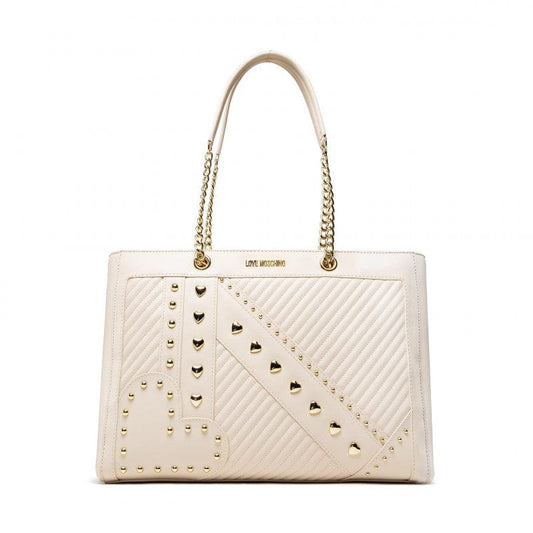 LOVE MOSCHINO Studded White Handbag-8051042674959