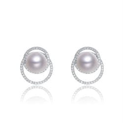 Round CZ Pearl Earrings