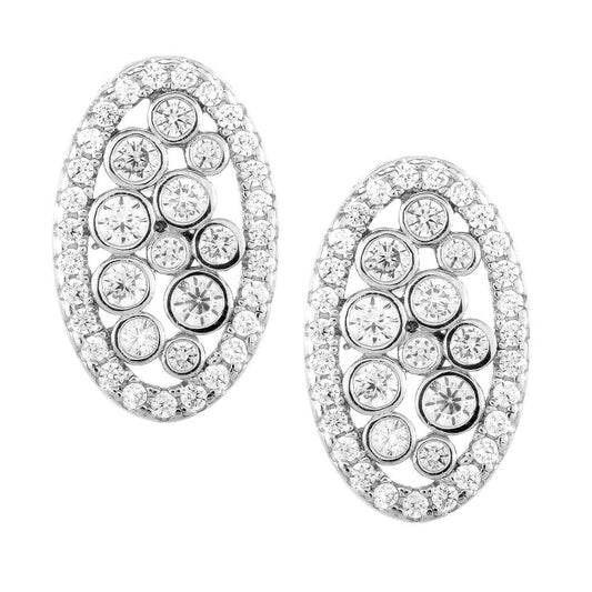 Oval Bezel Set CZ Earrings