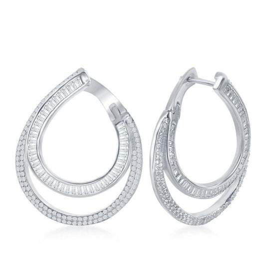 Double J Shaped CZ Earrings