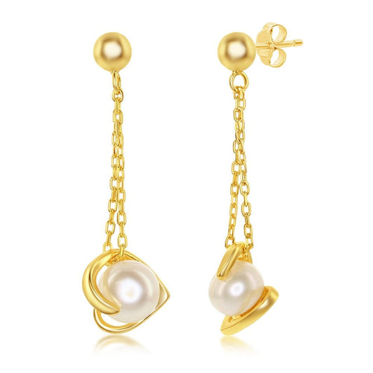 FW Pearl Heart Chain Earrings