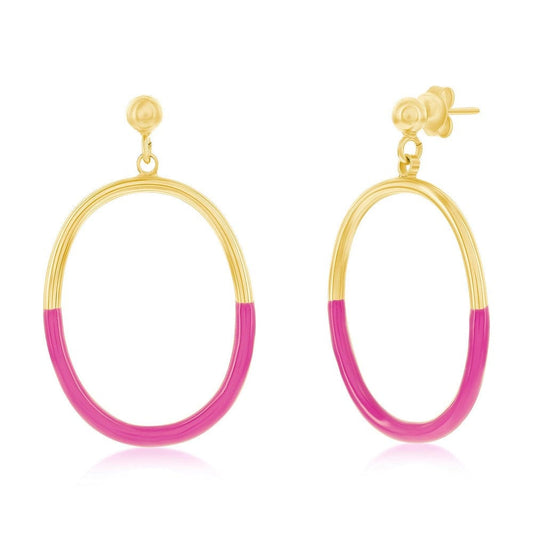 Enamel Oval Earrings-Rose Violet