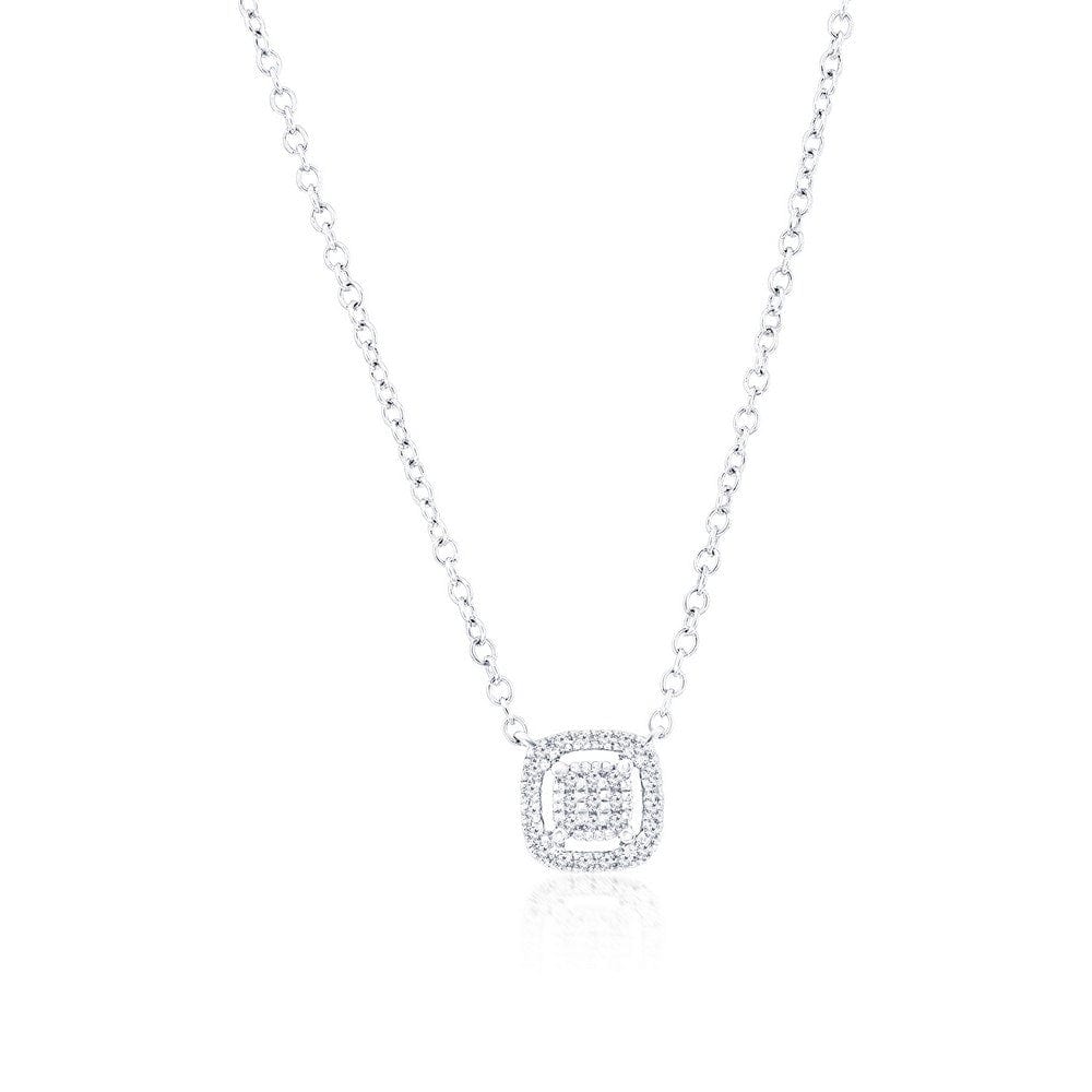 Square Halo Diamond Necklace