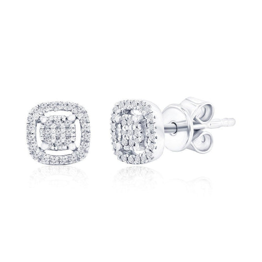 Square Halo Diamond Studs - (58 Stones)