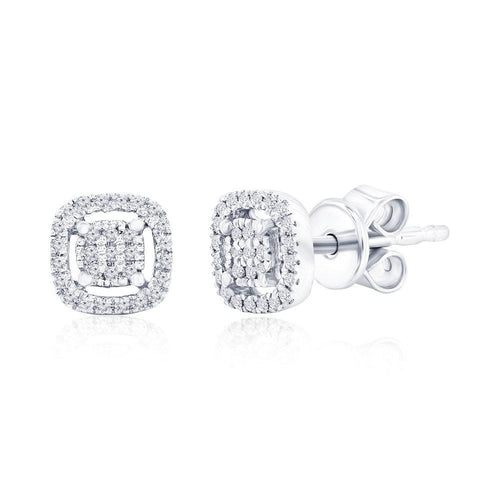 Square Halo Diamond Studs - (58 Stones)