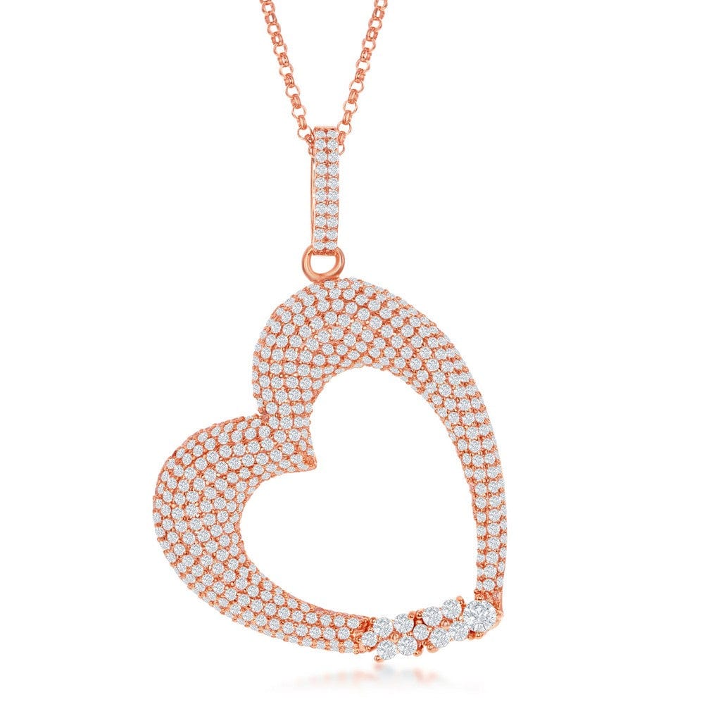 Large Micro Pave Heart with CZ Necklace