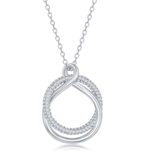 Micro Pave Circle & High Polish Twist Necklace