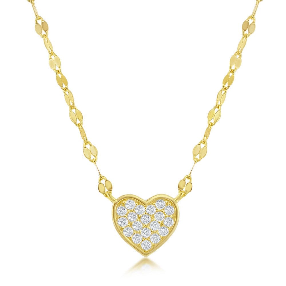 Heart CZ Mirror Chain Choker