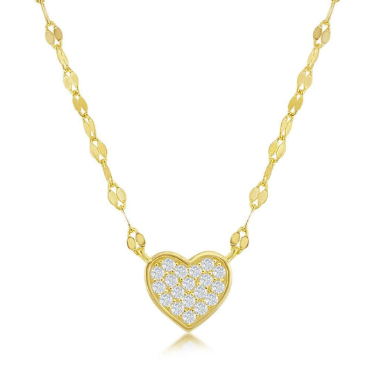 Heart CZ Mirror Chain Choker