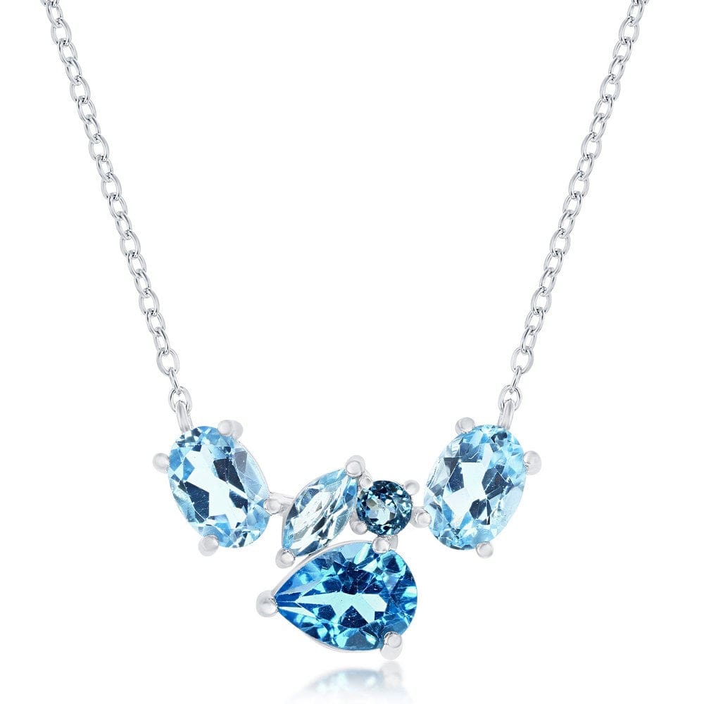 Multi-Shaped Swiss Blue Topaz Necklace