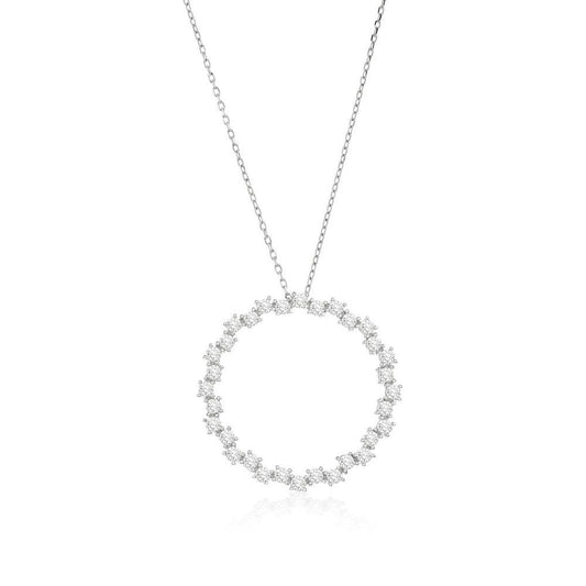 Sterling Silver Open Circle CZ Necklace