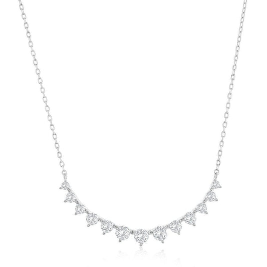 Graduating 3-Prong curved CZ Necklace