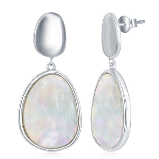 Shiny Oval Disc MOP Earrings