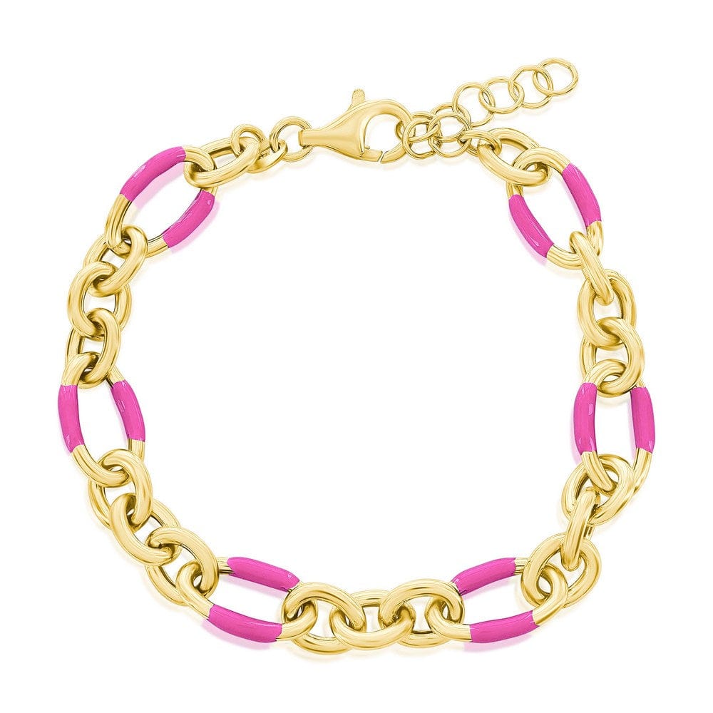 Rose Violet Enamel Bracelet - Gold Plated