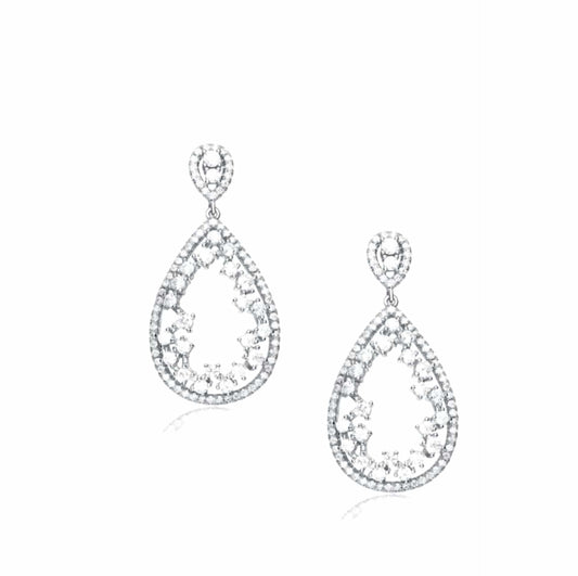 Teardrop CZ Accent Drop Earrings