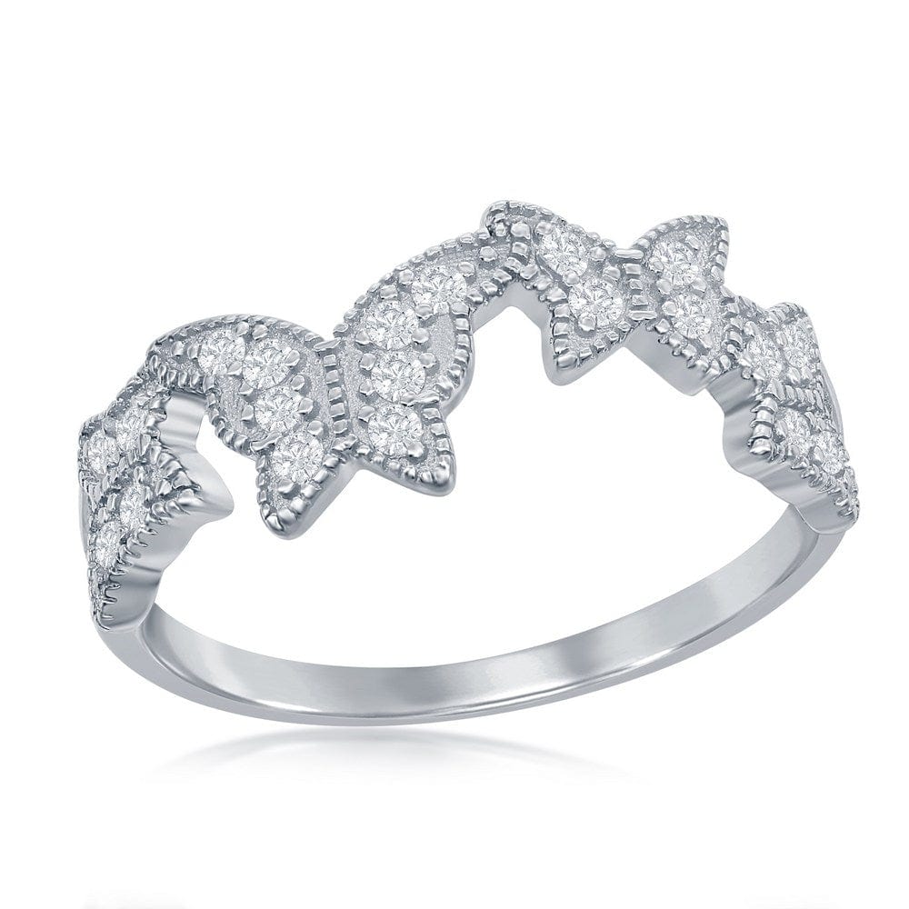 Sterling Silver Clear CZ Butterfly Ring