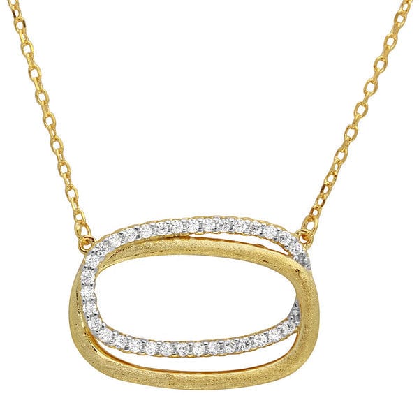 Double CZ Open Oval Necklace