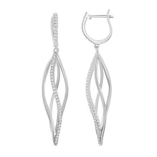 White Topaz Open Twist Earrings