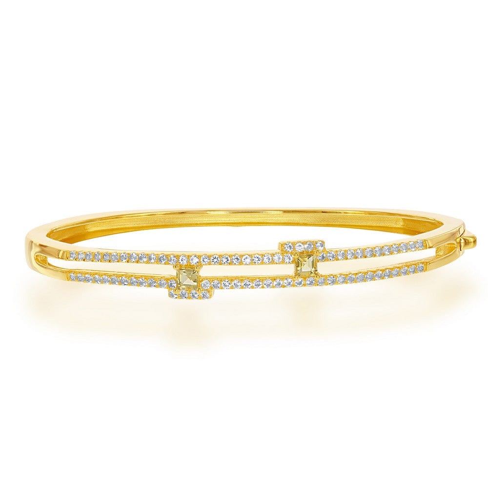 Silver Square Citrine with White Topaz Bangle