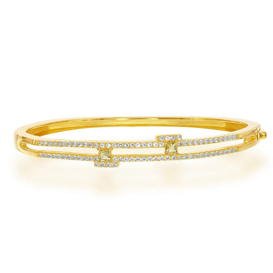 Silver Square Citrine with White Topaz Bangle