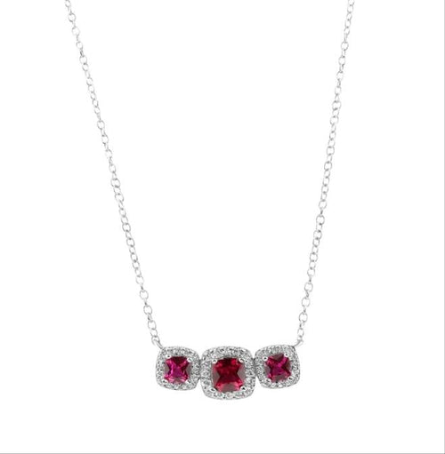 Trio CZ Necklace Red