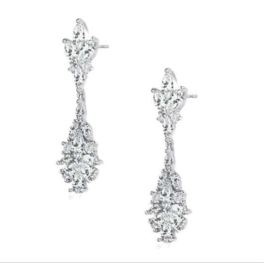 CZ Cluster Drop Earrings