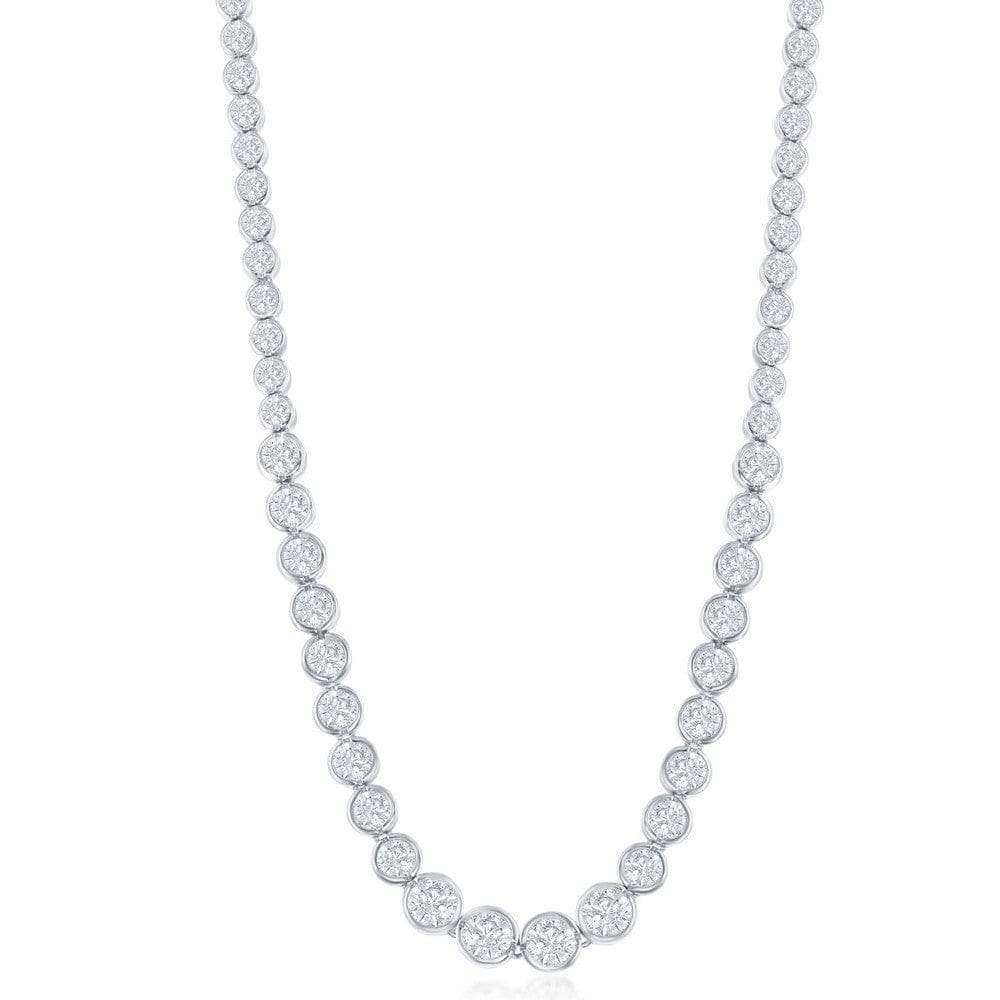 Bezel-Set - Graduated 3mm - 5mm Round CZ Tennis Necklace