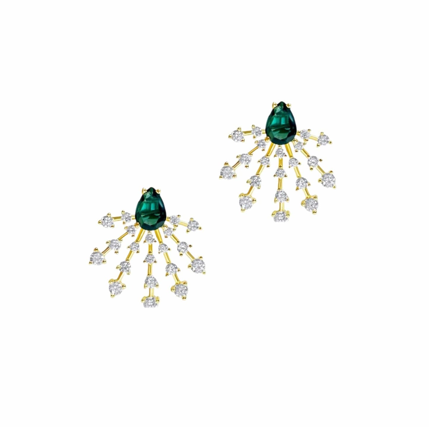 Cz Spikes Earrings- Green