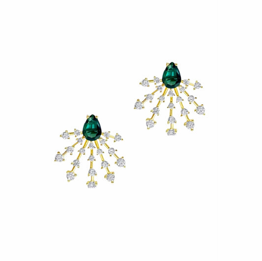 Cz Spikes Earrings- Green