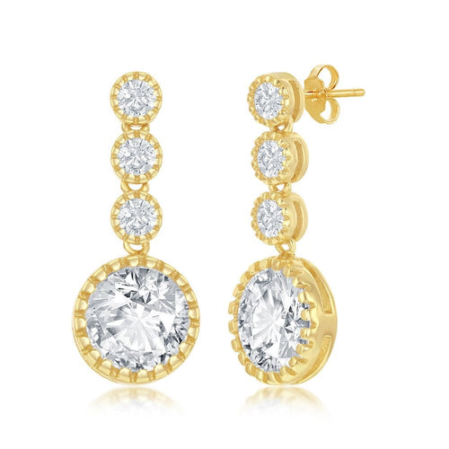 Round CZ Dangling Earrings