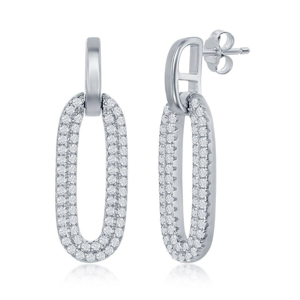 Oval Micro Pave CZ Door Knocker Earrings