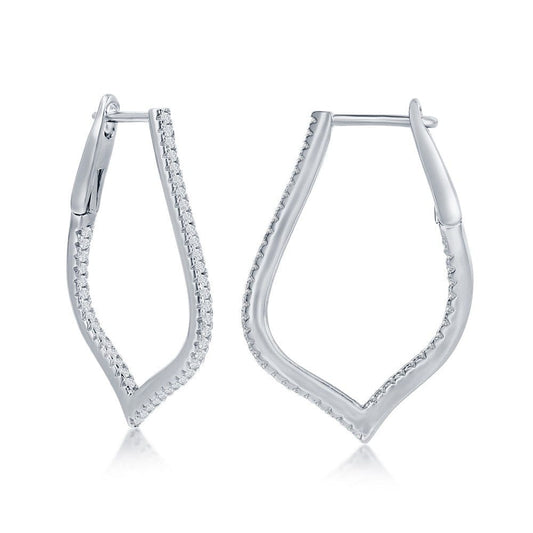 Ultra Thin Hoop CZ Earrings