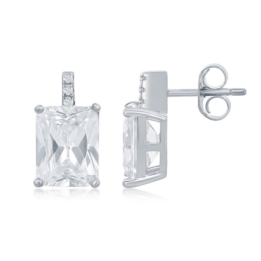 Rectangle Cushion-Cut CZ Stud Earrings