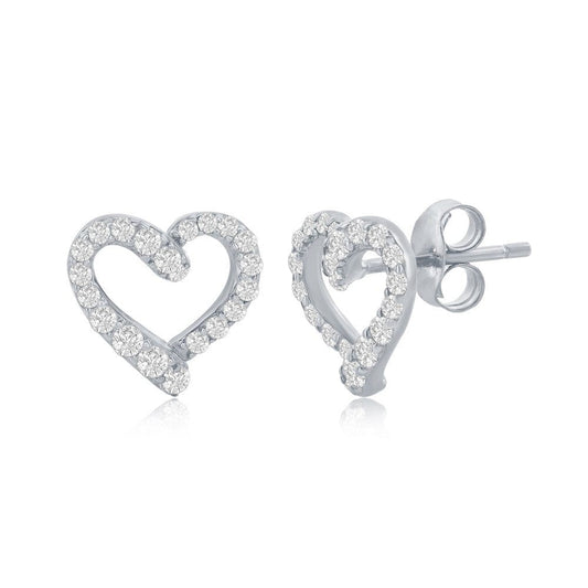 CZ Open Heart Stud Earrings