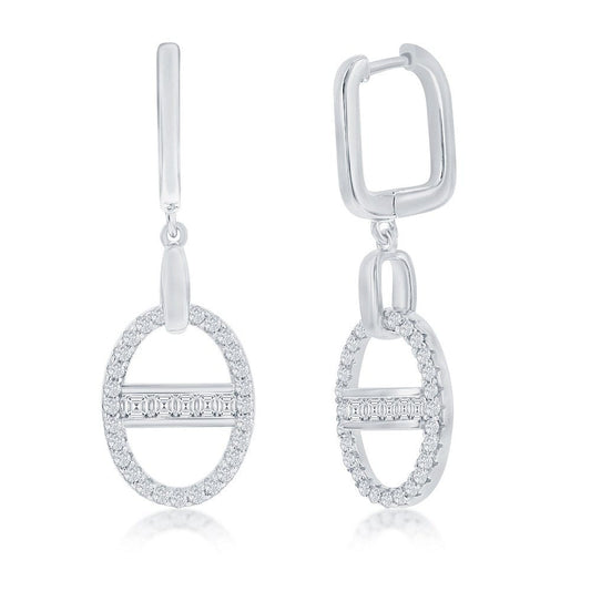 Oval Baguette CZ Earrings