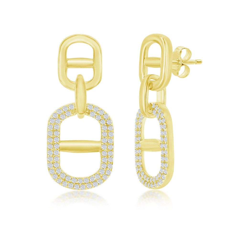 Linked CZ Earrings - Gold Plated