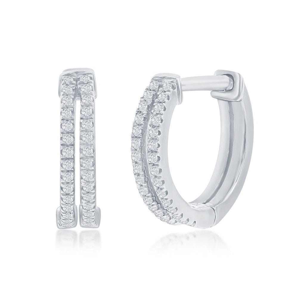 Double Row Huggie Diamond Earrings