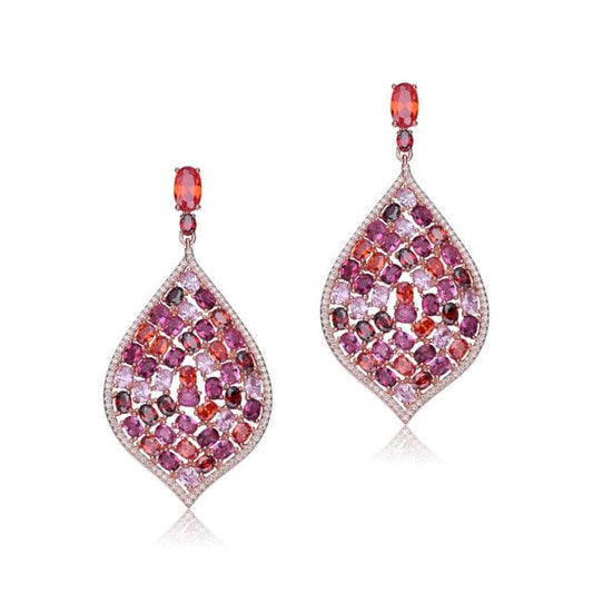 Cz Drop  Ruby Earrings