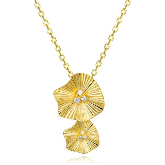 Gold double Flower Necklace