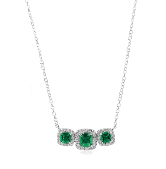 Trio CZ Necklace Green