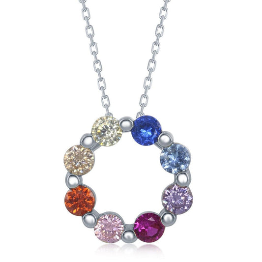 Rainbow CZ Circle Pendant